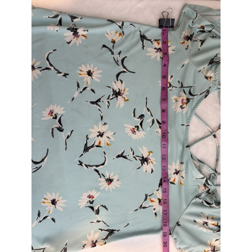 Kaleigh Cold Shoulder Top Blue Floral Daisy Print Women's Size Medium - Picture 4 of 5